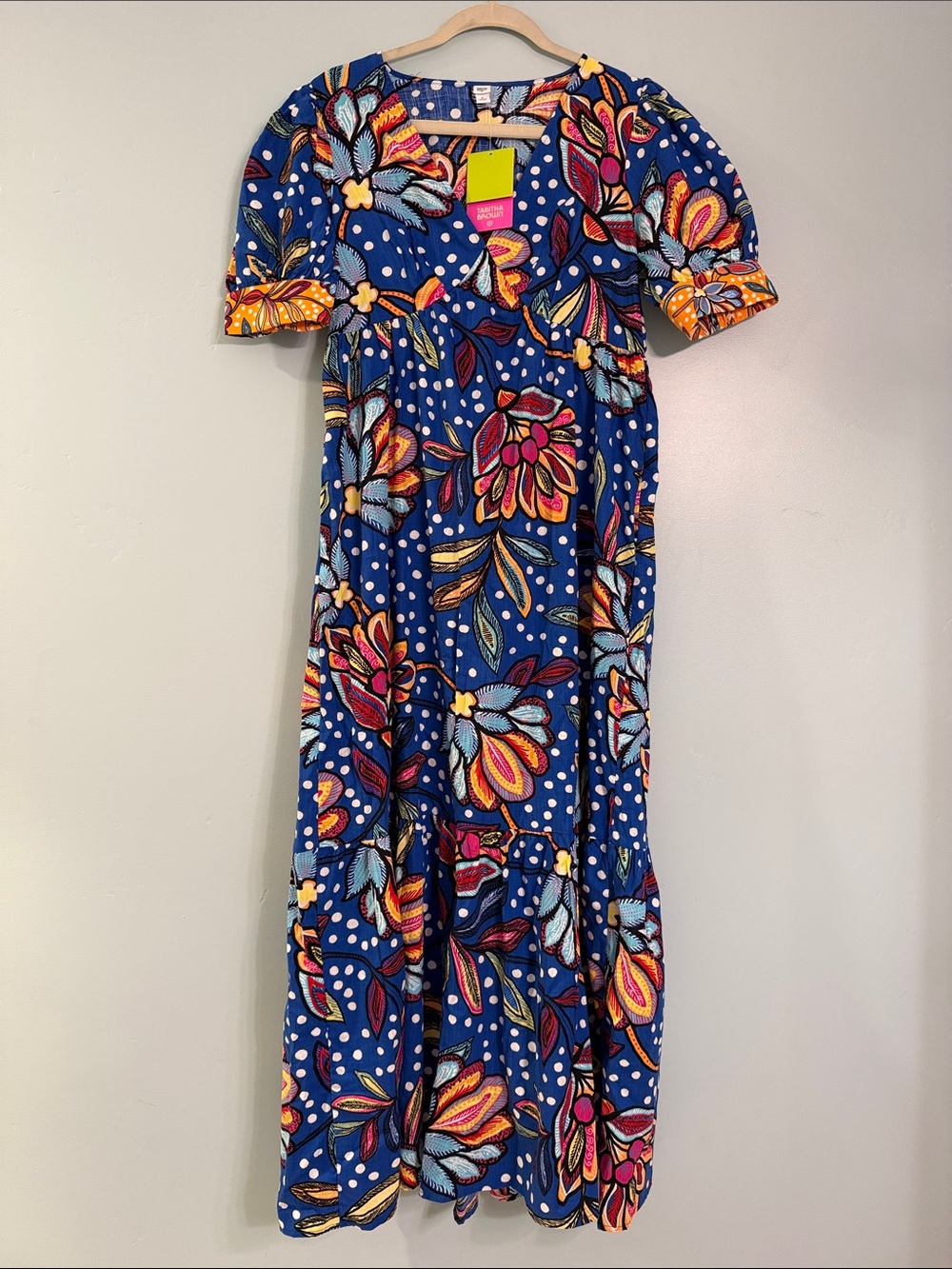 Tabitha Brown for Target Floral Blue Maxi Dress with Puff Sleeves